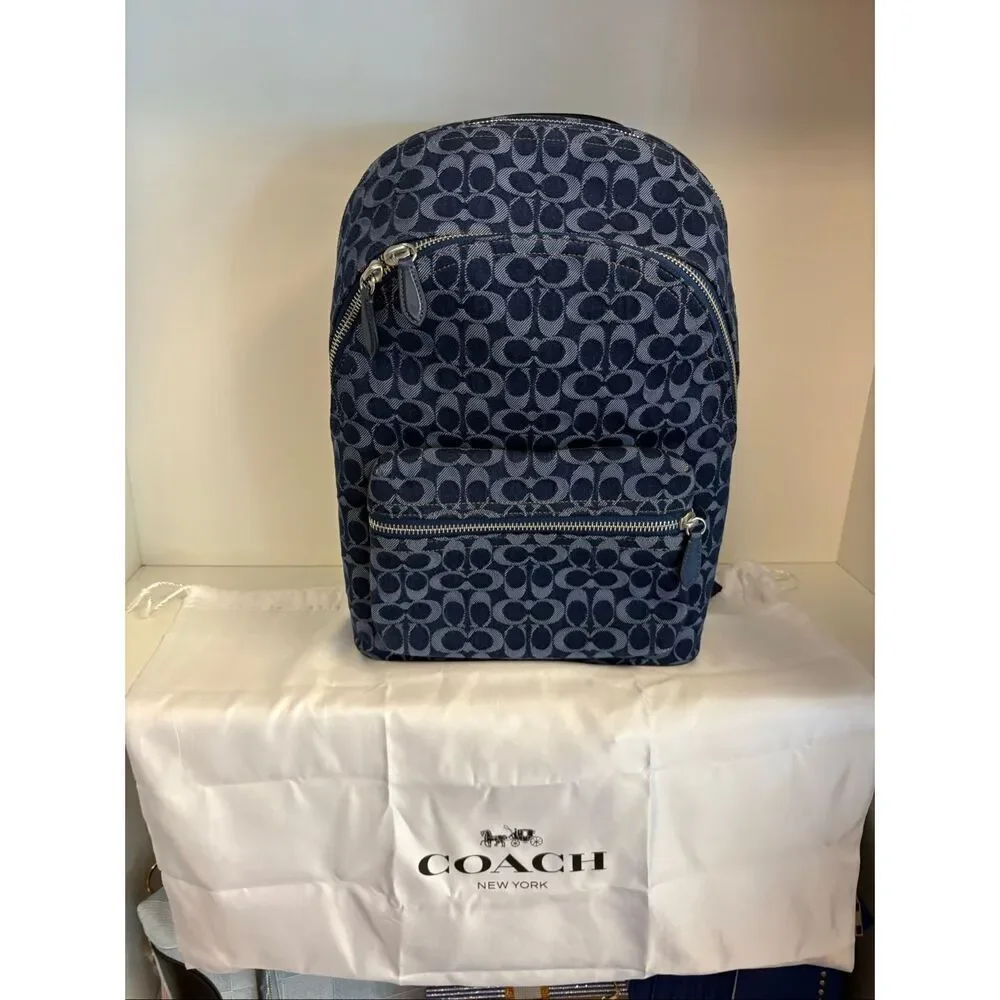 NWT Coach Carter Backpack In Monogrammed Denim